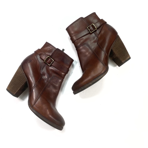 Frye Shoes - Brown Leather Frye Ankle Booties Size 8